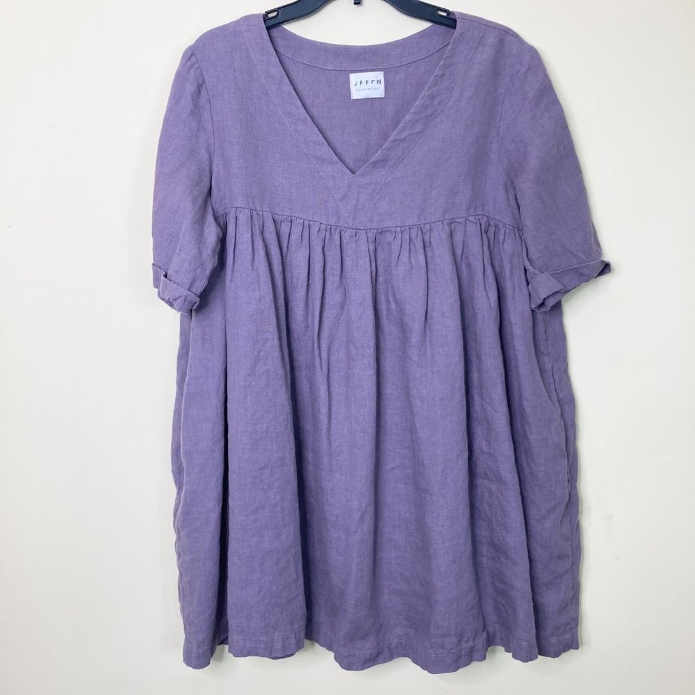 Offon Clothing Dress Women's Small to Medium Purple Linen Pockets no size tag